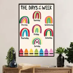 Teacher Classroom Poster | The Days Of The Week | Wall Art Back To School Gift For Teacher