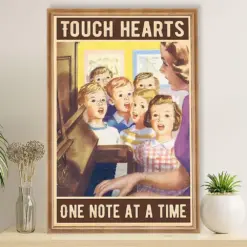 Teacher Classroom Poster Touch Hearts One Note At A Time | Student Wall Art Back To School Gift For Teacher