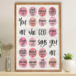 Teacher Classroom Poster You Are Who God Says You Are | Student Wall Art Back To School Gift For Teacher