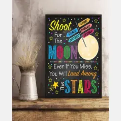 Teacher Supplies For Classroom School Poster Shoot For The Moon Decor Room Home Decor Wall Art Back To School Gifts Idea