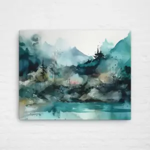 Teal | Teal Mountains | Landscape | Wall Art | Canvas | Colourful | Painting | Artwork | Prints