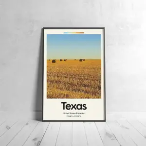 Texas Poster – Oil Painting Technique | United States Wall Art | & Printed Travel Prints | Animalistic Home Decor