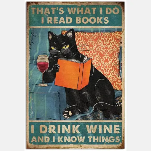 Thats What I Do Read Books Drink Wine Know Thins Black Cat Retro