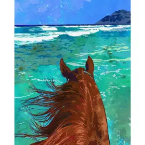 The Horse And The Ocean Watercolor Art Print | Horse Animal Print | Beach Scene