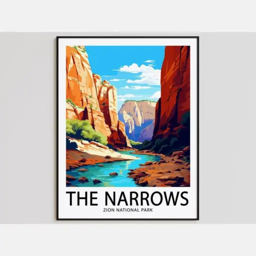 The Narrows Travel Poster The Narrows Print Zion National Park Art Print The Narrows Gift The Narrows Wall Art The Narrows Artwork