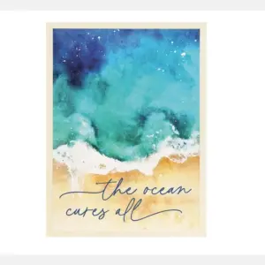 The Ocean Cures All – Beach Scene With Waves Ocean Print – Framed Printed Design On Wood – Coastal Beach Home Decor – Framed Beach Wall Art