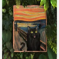 The Scream Black Cat Poster Best Gift For Black Cat Lover Vintage Black Cat Poster Funny Black Cat Wall Art Black Cat Lover Wall Decor