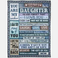 To My Daughter My Sunshine Proud Gift Of Life Vintage Blue Art