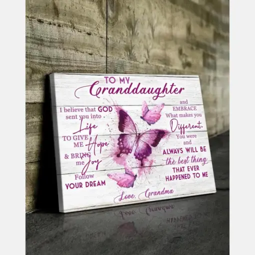 To My Granddaughter Butterfly Canvas Poster Gift For Granddaughter