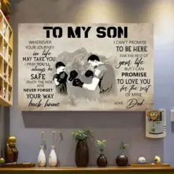 To My Son Boxing Wherever Your Journey In Life May Take You I Pray You'Ll Always Be Safe Landscape Poster & Canvas Gift For Son Home Decor Wall Art