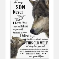 To My Son This Old Wolf Potrait Poster & Canvas Gift For Son From Mom Home Decor Wall Art