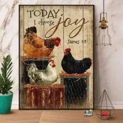 Today I Choose Joy Flock Of Chicken Poster, Canvas