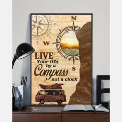 Travel Car Camping Canvas Prints Live Your Life By A Compass Not A Clock Vintage Wall Art Gifts Vintage Home Wall Decor Canvas