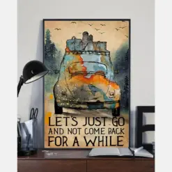 Travel Car Canvas Prints Let'S Just Go Watercolor Vintage Wall Art Gifts Vintage Home Wall Decor Canvas