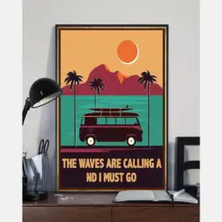 Travel Surfing Poster The Waves Are Calling And I Must Go Vintage Room Home Decor Wall Art Gifts Idea