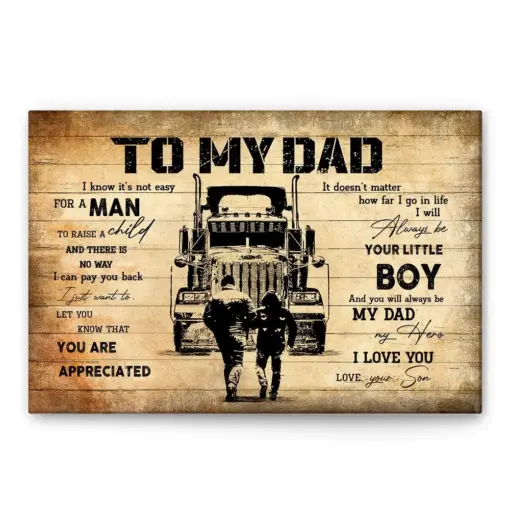 Trucker Poster & Canvas, To My Dad Wall Art, Home Decor, Father's Day, Birthday Gift For Dad From Son, Daughter