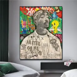 Tupac Eyes On Me Graffiti Bishop Decorations Modern Art Vintage