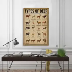 Type Of Deer Poster Knowledge Poster Vintage Poster Wall Art Home Decor Type Of Deer Deer Lover Gift Deer Wall Art Deer Home Decor