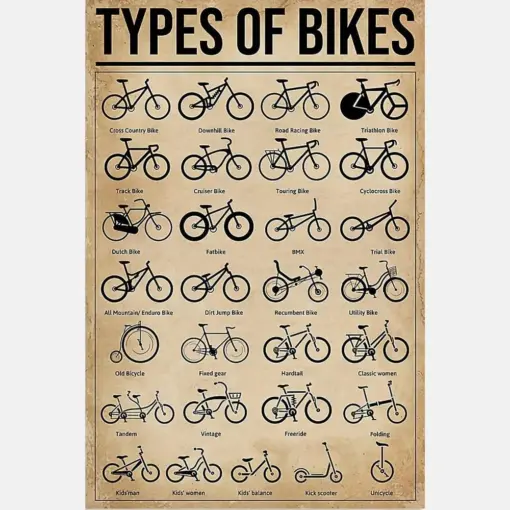 Types Of Bikes Knowledge Cycling Life Print Poster Home Decor