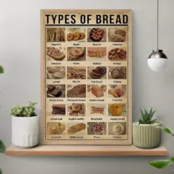 Types Of Bread Vintage Poster Bread Vintage Poster Bread Lover Gift Bread Gift Idea Bread Art Kitchen Wall Decoy Food Knowledge Poster