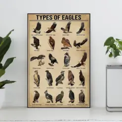 Types Of Eagles Vintage Poster Eagle Lover Gift Eagle Art Print Knowledge Poster Knowledge Art Home Wall Decor Education Wall Decor