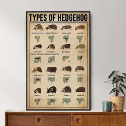 Types Of Hedgehog Poster Hedgehog Lover Gift All About Hedgehog Vintage Knowledge Poster Hedgehog Art Home Decor Education Wall Decor