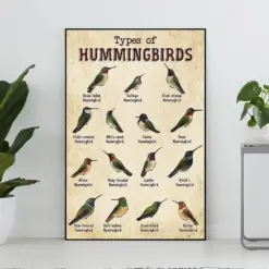 Types Of Hummingbirds Poster Hummingbird Lover Gift Hummingbird Art Print Knowledge Poster Knowledge Art Home Wall Art Education Decor