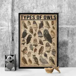 Types Of Owls Vertical Print Owl Lover Gift All About Owl Vintage Knowledge Poster Knowledge Art Home Wall Art Education Wall Decor