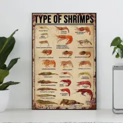 Types Of Shrimps Vintage Poster Shrimp Lover Gift Shrimp Art Print Knowledge Poster Knowledge Art Home Wall Decoy Education Wall Deco