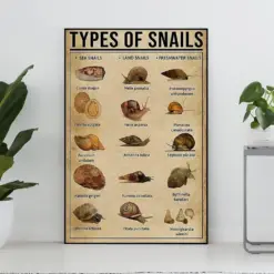 Types Of Snails Vintage Poster Snail Lover Gift Snail Art Print Knowledge Poster Knowledge Art Home Wall Decor Education Wall Decor