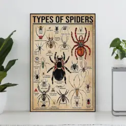 Types Of Spiders Vintage Poster Spider Lover Gift Spider Art Print Knowledge Poster Knowledge Art Home Wall Decor Education Wall Decor
