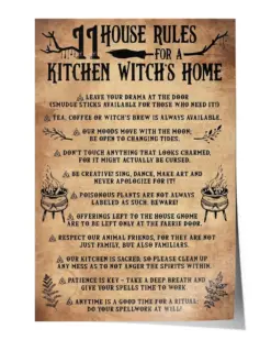 11 House Rules for A Kitchen Witch's Home Anytime is A Good Time Poster - Satin Portrait Poster