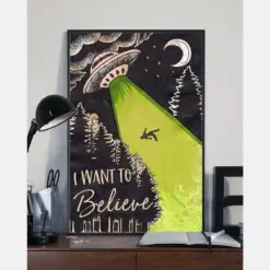 Ufo Alien I Want To Believe Canvas Prints Vintage Wall Art Gifts Vintage Home Wall Decor Canvas