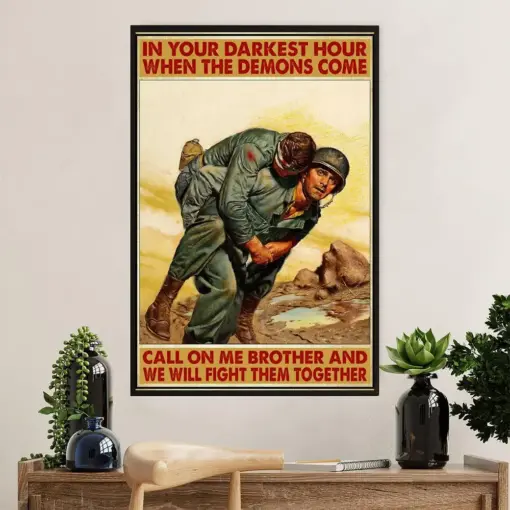 Us Army Military Canvas Wall Art | Brothers | American Independence Day Gift For Soldiers