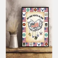 Usa Veteran No One Fights Alone Canvas Prints Vintage Wall Art Gifts Vintage Home Wall Decor Canvas