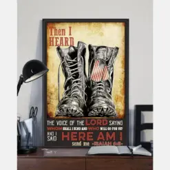 Veteran Boots Canvas Prints Then I Heard Here Am I Vintage Wall Art Gifts Vintage Home Wall Decor Canvas