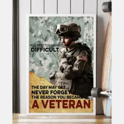 Veteran No Matter How Difficult Canvas Prints Vintage Wall Art Gifts Vintage Home Wall Decor Canvas