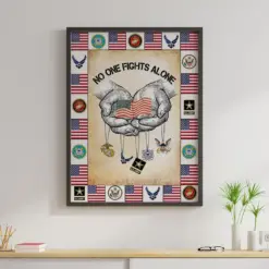 Veteran No One Fight Alone Canvas Prints Vintage Wall Art Gifts Vintage Home Wall Decor Canvas