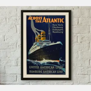 Vintage Across The Atlantic Travel Print Professionally Printed Travel Poster