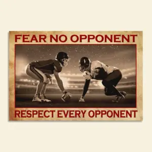 Vintage American Football Poster – Fear No Opponent Respect Every Opponent – Poster & Canvas