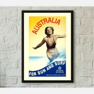 Vintage Australia Travel Print Professionally Printed Travel Poster