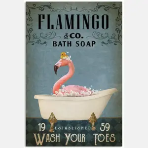 Vintage Bath Soap Established Wash Your Toes Flamingo