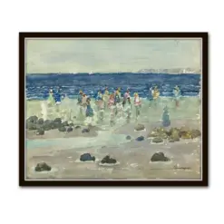 Vintage Beach Painting Low Tide Not I Wall Art Coastal Decor Watercolor Coastal Art Seascape Framed