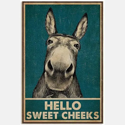 Vintage Hello Sweet Cheeks Donkey Funny Donkey Vintage Retro Art