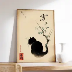 Vintage Japanese Cat Poster Japanese Cat Print Cat Gift Gift For Cat Lovers Animal Art Print Asian Art Oriental Decor
