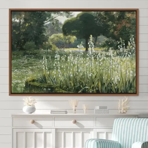 Vintage Landscape Large Wall Art Print Oil Painting Wild Flower Nature Wilderness Green Art Vintage Art Minimalist Art Gift Wall Decor