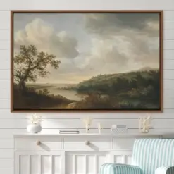 Vintage Landscape Large Wall Art Print River On The Edge Of Wood Nature Wilderness Green Art Vintage Art Minimalist Art Gift Wall Decor