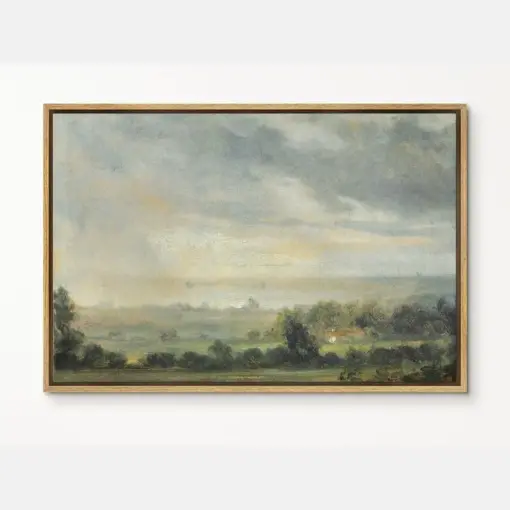 Vintage Landscape Print On Framed Canvas Wall Art With Hanging Kit