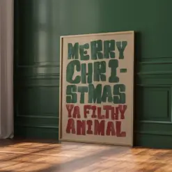 Vintage Merry Christmas Print Fun Holiday Decor Christmas Typography Wall Art Funny Retro Festive Poster Download 1 Print