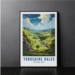 Vintage Yorkshire Dales Travel Posters Wall Art Decor Home Print Framed Gifts For Bedroom National Park Large Framed Wooden Wall Art Hanging